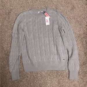 Vineyard Vines Women's Light Grey Cable Knit Sweater Small